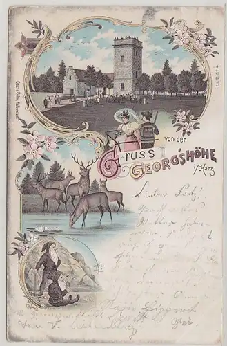 49273 Ak Lithographie Gruß von der Georgshöhe Harz 1898