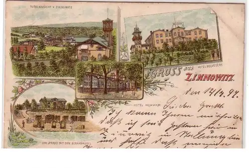 49260 Ak Lithographie Gruss de Zinowitz 1897