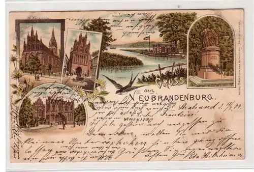 49259 Ak Lithografie Gruss aus Neubrandenburg 1899