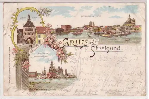 49247 Ak Lithografie Gruss aus Stralsund 1899