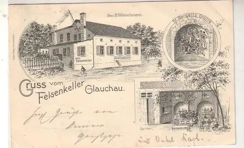 49218 Ak Litho Gruss de la cave rocheuse Glauchau 1898
