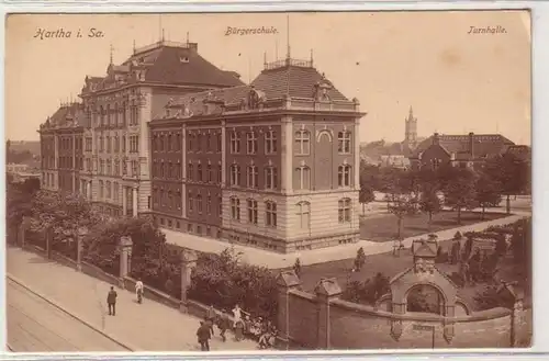 49207 Ak Hartha Bürgerschule und Turnhalle um 1920