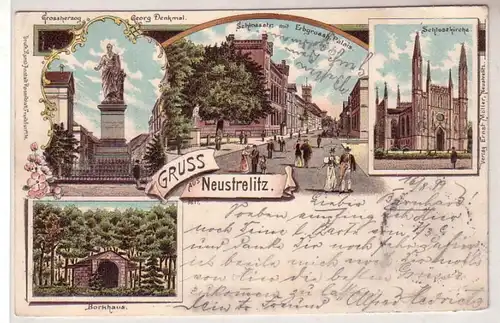 49182 Ak Lithographie Gruss de Neustrelitz 1899