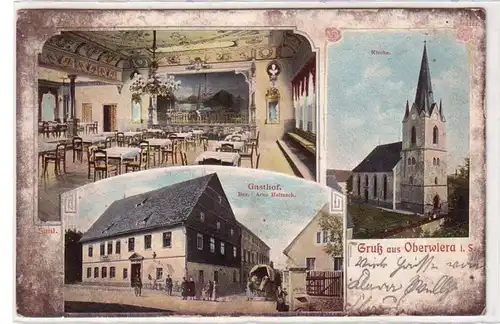49177 Ak Gruß aus Oberwiera Gasthof und Kirche um 1910