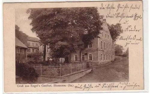 49127 Ak Gruß aus Engel's Gasthof Blumenau Sa. um 1930