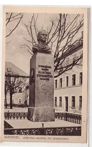 49029 Ak Wunsiedel Jean-Paul-Denkmal m. Geburtshaus 1922