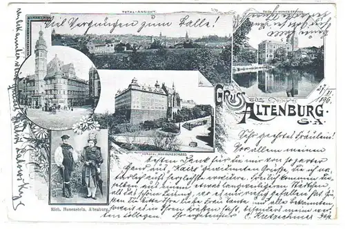 49020 Ak Lithographie Gruss de Altenburg 1896