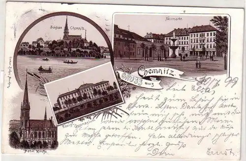 48942 Ak Lithografie Gruss aus Chemnitz 1899
