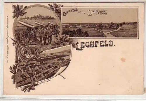 48929 Ak Lithografie Gruss vom Lager Lechfeld um 1900