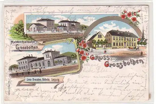 48913 Ak Litho Gruss aus Grossbothen Muldenthalbahn 1899