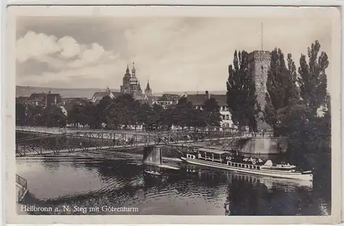 48823 Ak Heilbronn a.N. Steg mit Götzenturm um 1940