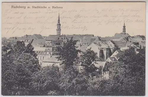 48789 Ak Radeberg m. Stadtkirche u. Rathaus 1926
