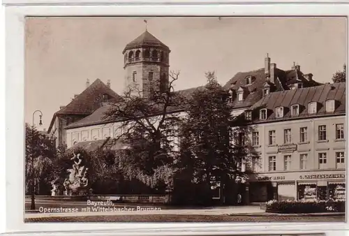 48751 Ak Bayreuth Opernstraße avec Wittelsbacher Punnen vers 1920