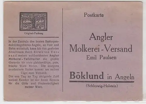 48682 Reklame Ak Angler Molkerei Versand Böklund in Angeln um 1920