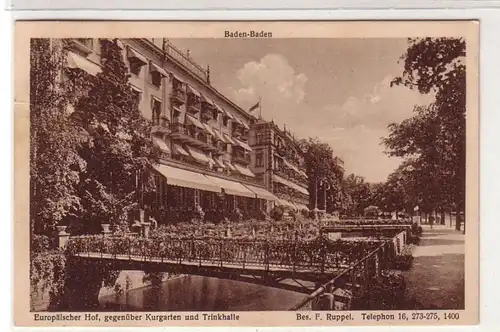 48660 Ak Baden Baden Europäischer Hof 1927