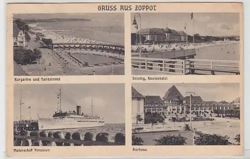 48619 Mehrbild-Ak Gruss aus Zoppot Kasinohotel usw. 1938