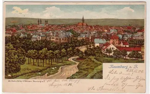 48520 Ak Lithographie Naumburg Saale Totalansicht 1900