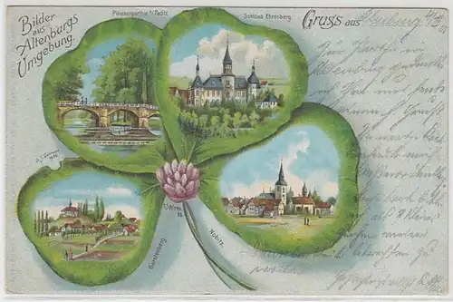 48518 Kleeblatt Ak Lithografie Gruss aus Altenburg 1901