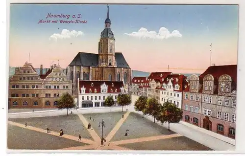 48509 Ak Naumburg Saale Markt mit Wenzelskirche um 1910