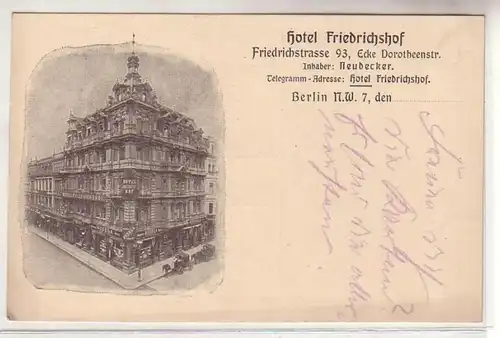 48476 Ak Berlin Hotel Friedrichshof Friedrichstrasse 93 um 1910