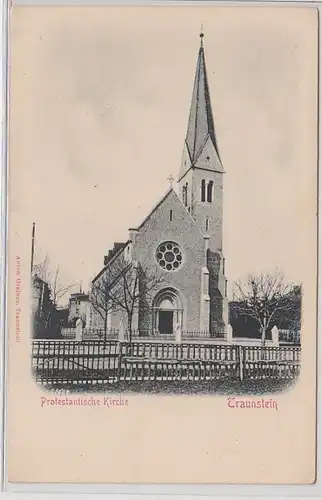 48445 Ak Traunstein Protestantische Kirche um 1900