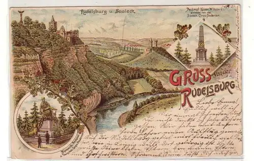 48441 Ak Lithografie Gruss von der Rudelsburg 1899
