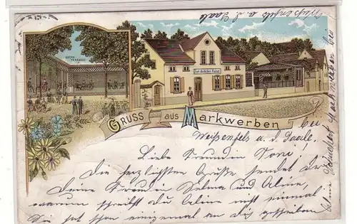 48427 Ak Lithographie Gruß aus Markwerben Gasthof 1897