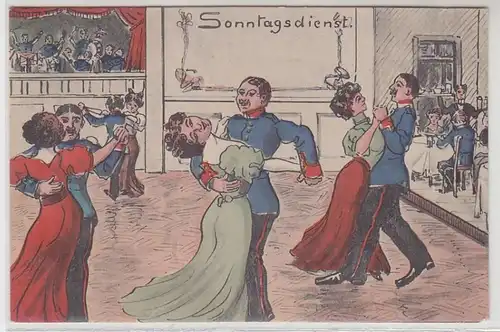 48395 Militär Humor Ak "Sonntagsdienst" 1911