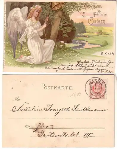 48391 Fröhliche Ostern Ak mit Hansa Privatpostbeförderung 1899