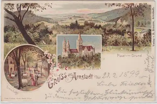 48380 Ak Lithografie Gruss aus Arnstadt 1899