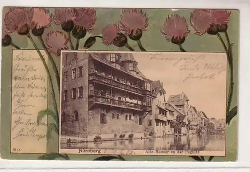 48260 Ak Nuremberg vieilles maisons sur le Pegnitz 1903