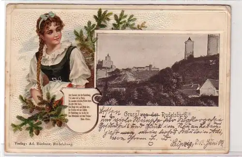 48247 Präge Ak Gruss von der Rudelsburg 1902