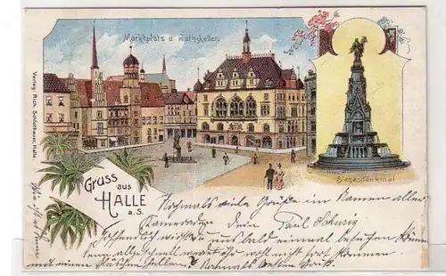 48233 Ak Lithographie Gruß aus Halle a.d.S. 1915