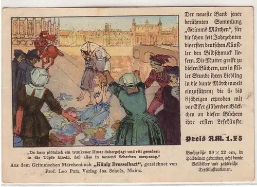 48220 Publicité Ak pour le livre de contes de fées des frères Grimm "Roi Bard" vers 1930