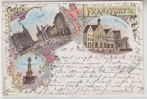 48164 Ak Lithographie Salutation de Francfort sur le Main 1898