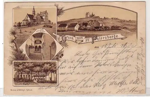 48057 Ak Lithographie Gruß vom St. Petersberge 1900