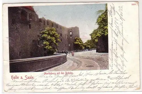 47977 Ak Halle a.S. Moritzburg mit der Brücke 1901