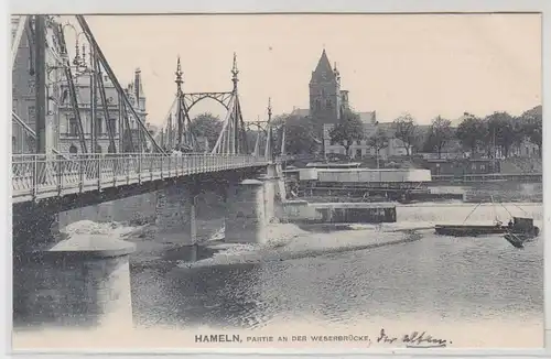 47972 Ak Hameln Partie an der Weserbrücke um 1910