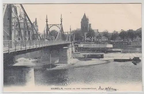 47972 Ak Hameln Partie au pont Weser vers 1910