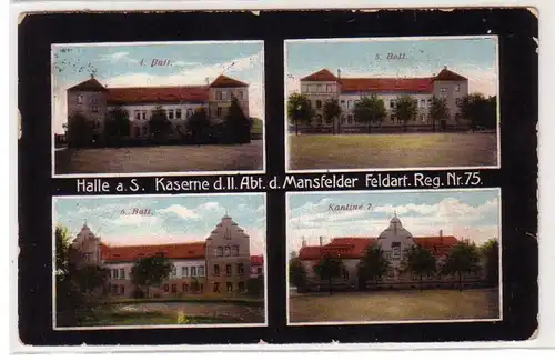 47945 Ak Halle a.S. Mansfelder Feldart. Reg. Nr.75, 1914