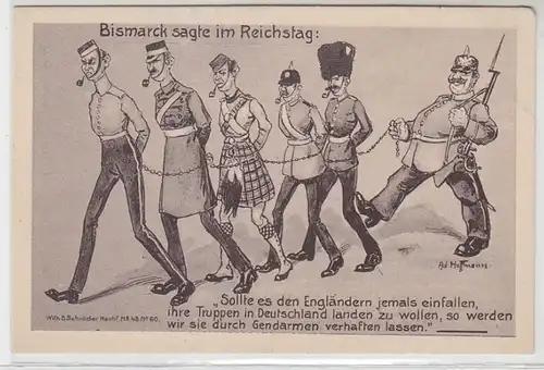 47863 Militär Humor Ak Bismarck über die Engländer 1915