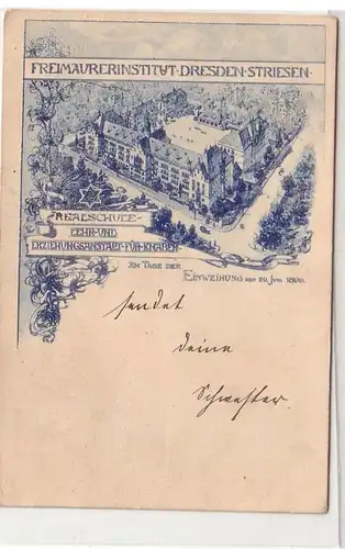 47830 Ak Maçonnerinstitut Dresde Striesen Realschule 1899