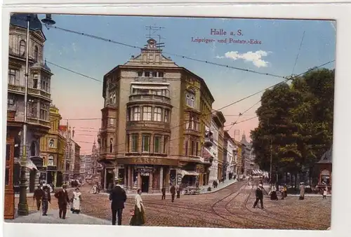 47816 Ak Halle a.S. Leipziger- & Poststraße um 1910