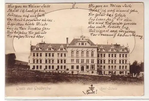 47754 Ak Gruß aus Gnadenfrei Real Schule 1900