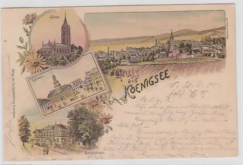 47734 Ak Lithographie Gruss de Koenigsee Schiesshaus, Hôtel de ville, Eglise 1900