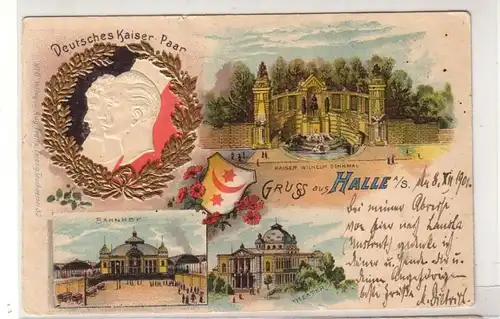 47700 Präge Ak Lithographie Gruß aus Halle a.S. 1901