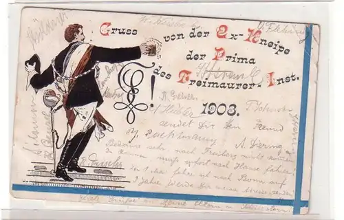 47685 Ak Salutation de l'ex-boutique de la primauté de Freimaur Institut 1903