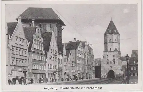 47679 Ak Augsburg Jakoberstraße avec Ferberhaus vers 1930