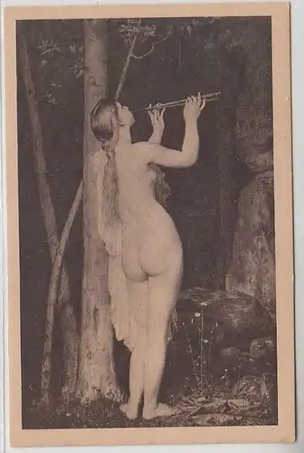 47657 Erotik Ak Frauenakt mit Flöte, Gleyre: "La Charmeuse" um 1930