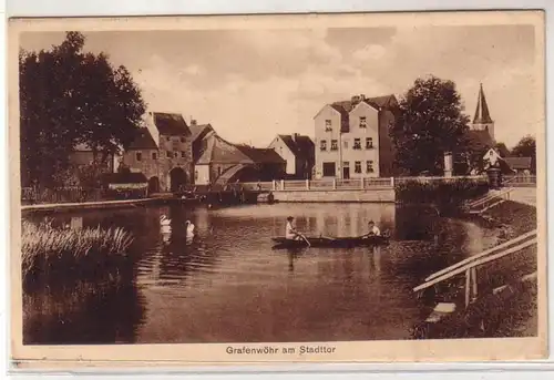 47652 Ak GRafenwöhr am Stadttor mit Dorfteich um 1935